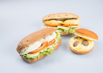 sandwich or tasty egg sandwich on background.