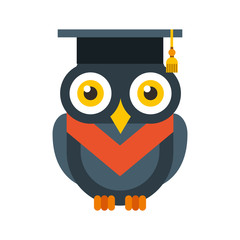 owl with hat graduation vector illustration design