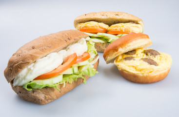 sandwich or tasty egg sandwich on background.