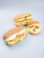 sandwich or tasty egg sandwich on background.