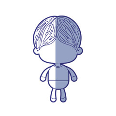 blue shading silhouette of faceless little boy with short hair vector illustration