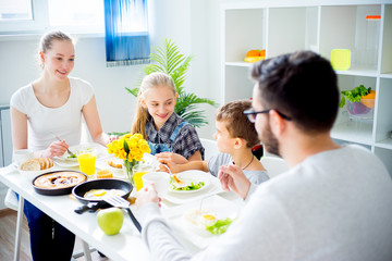 Family having breakfast