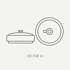 Line flat vector military icon anti-tank mine. Army equipment and weapons. Cartoon style. Army. Assault. Soldiers. Armament. Ammunition. Vector illustration and element for your design and wallpaper.