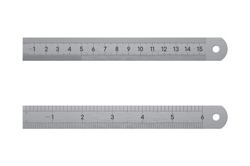 Realistic metallic ruler, front and back view