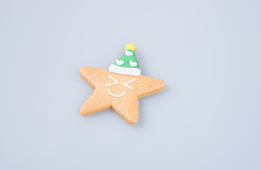 cake decoration or star shape christmas cookies on background.