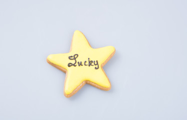 cake decoration or star shape christmas cookies on background.