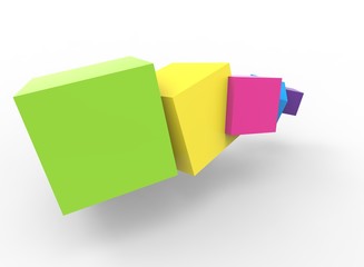 3d illustration of colorful cubes. white background isolated. icon for game web.