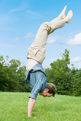 Man doing a handstand