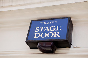 Stage door of West End theatre, London