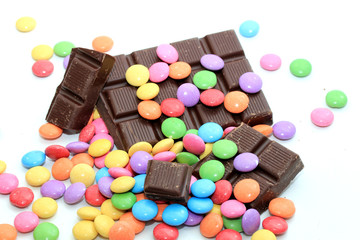 Colorful candies and chocolate