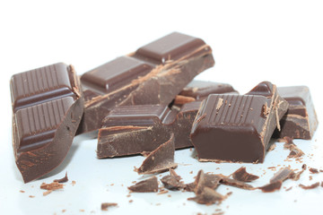 Pieces of a dark chocolate bar