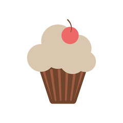 cupcake garnished with cherry icon image vector illustration design 