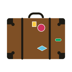 travel suitcase with stickers icon image vector illustration design 
