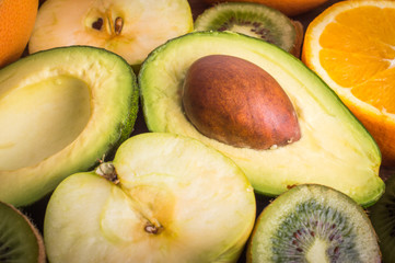 Fruit on a wooden background