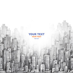 City background. Hand drawn vector