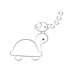Romantic tortoise, bird love