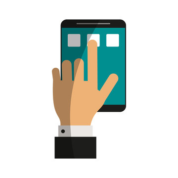hand and smartphone icon image vector illustration design 