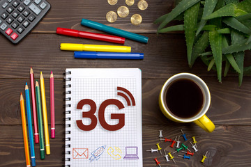 Businessman left a notes 3G with pencil in Notepad on the desktop.