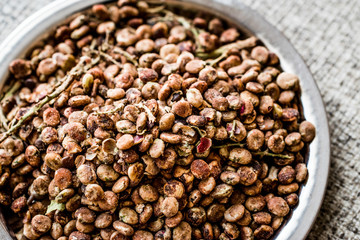 Sumac Seeds on silver plate