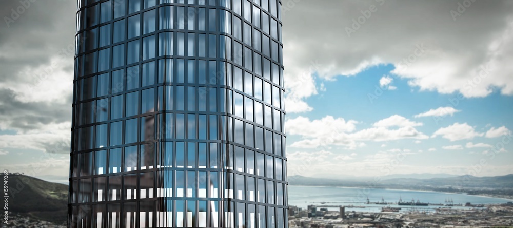 Poster composite image of 3d image of modern building