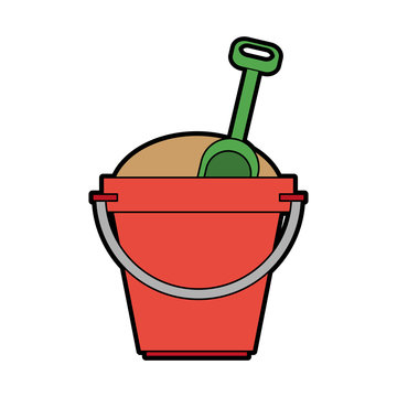 toy bucket with sand and shovel icon image vector illustration design 