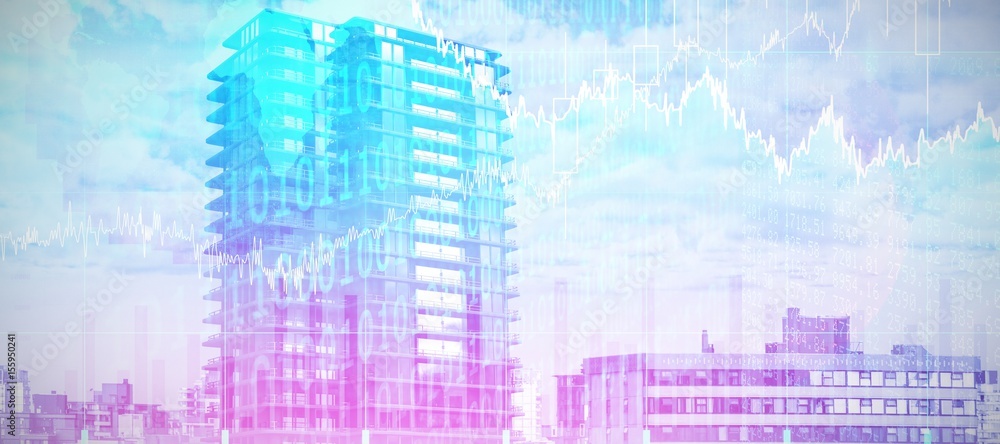 Poster composite image of 3d image of modern office building