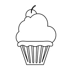 cupcake garnished with cherry icon image vector illustration design 