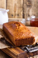 Pound cake on baking paper