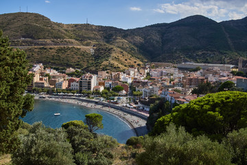 Naklejka premium Portbou village in Girona, Spain