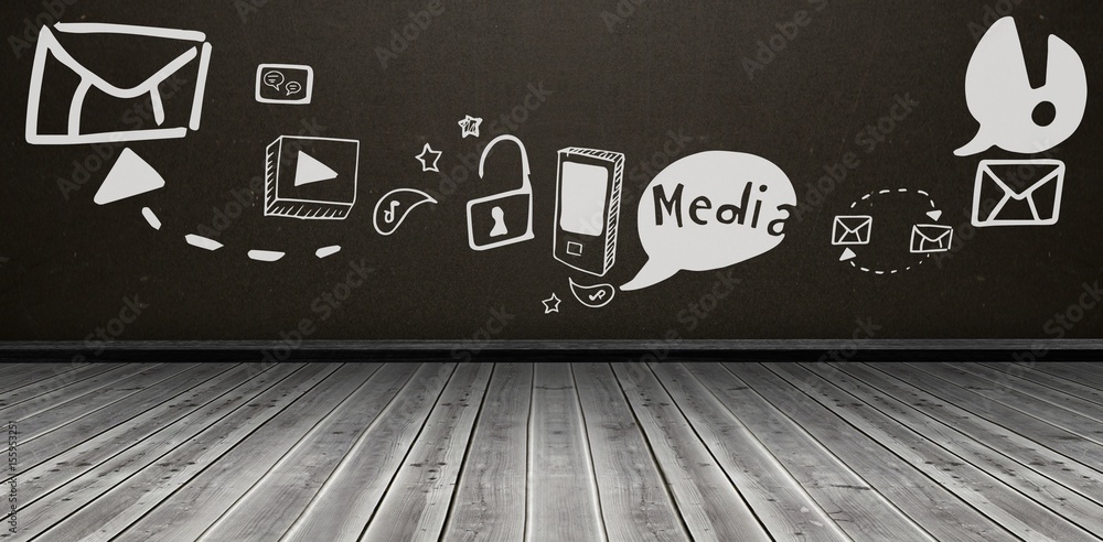 Poster composite image of composite image of social media icons