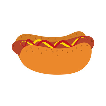 hot dog with condiments fast food icon image vector illustration design 