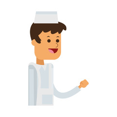 happy fast food waiter icon image vector illustration design 