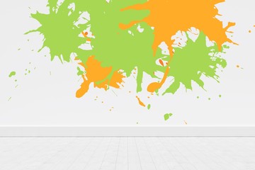 Composite image of colourful paint splashes