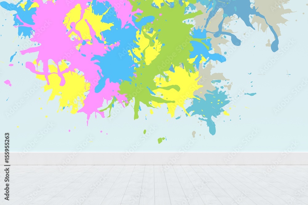 Poster composite image of colourful paint splashes