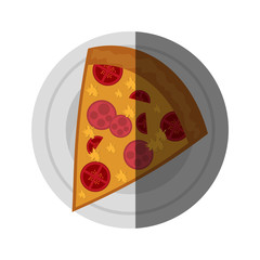 pizza slice fast food icon image vector illustration design 