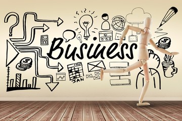 Composite image of business icons against white background