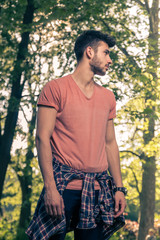 man, looking away, park nature outdoors trees