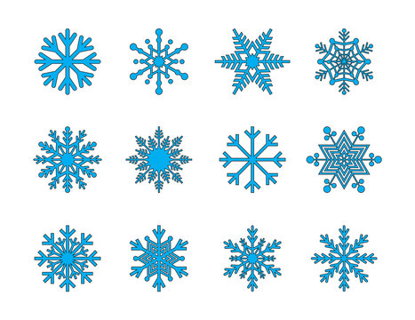 Snowflakes Vector Filled Line Icons
