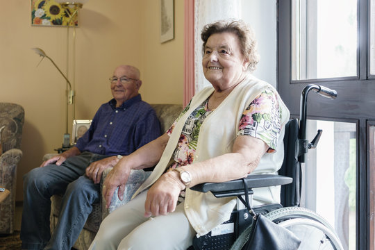 Senior couple spending time in their room in retirement home