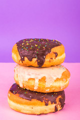 Donuts on a bright background.