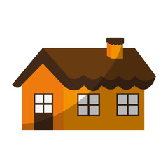 cute one story house with chimney icon image vector illustration design 