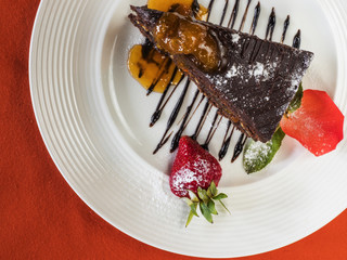 Cake on white plate