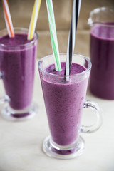 Vitamin smooth cocktail smoothies with blueberries and yogurt