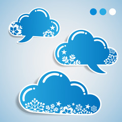  Speech Bubbles with Snowflakes 