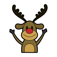 rudolph the red nose reindeer christmas character icon image vector illustration design 