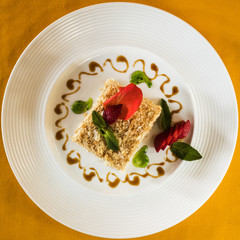 Cake on white plate
