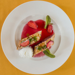 Cake on white plate