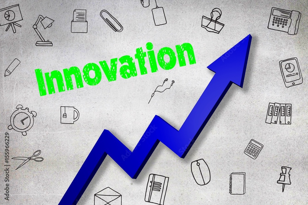 Poster composite image of digitally generated image of innovation text