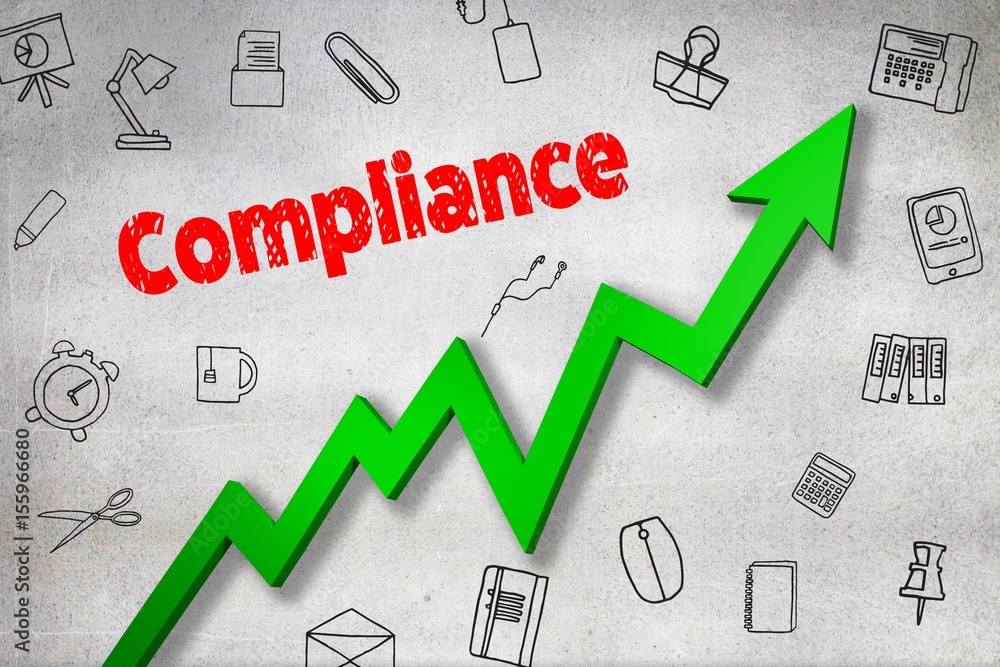 Aufkleber composite image of digitally generated image of compliance text