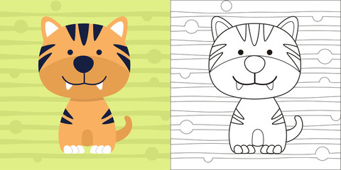 coloring page cute little tiger for education